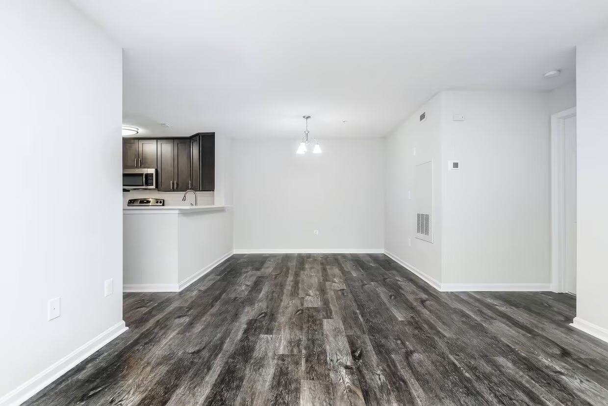 Empty open concept living and kitchen